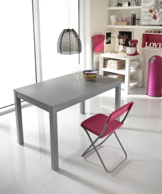 STONES Tavolo allungabile con top in melaminico e gambe in faggio massello, 80x130/210x76cm, grigio scuro