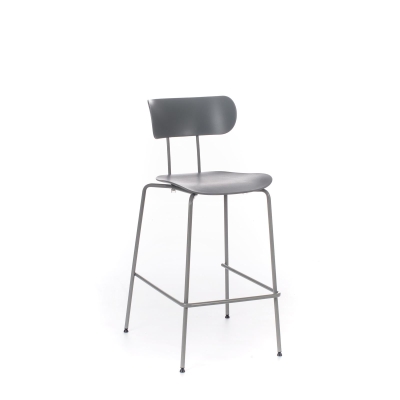 STONES Set 4 Sgabelli in polipropilene, seduta e schienale in polipropilene, gambe in metallo, 45x51x98cm, grigio