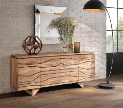 STONES Madia in legno di mango, 45x177x75cm, Marrone