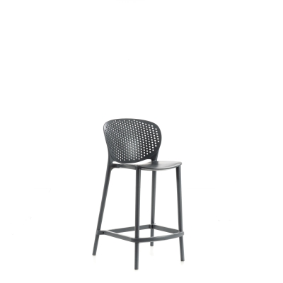 STONES Set 2 Sedie con seduta, schienale e gambe in polipropilene, 46x42x93cm, grigio scuro