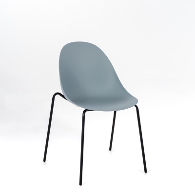 STONES Set 4 Sedie impilabili in polipropilene con gambe in metallo, 50x51x79cm, azzurro