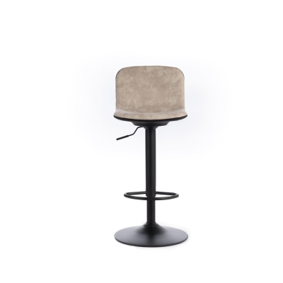 STONES Set 2 Sgabelli in microfibra con struttura in metallo verniciato e alzata a gas, 39x45x86/102cm, beige, nero
