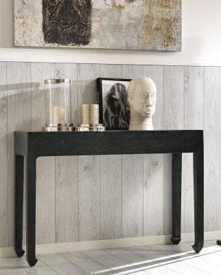 STONES Consolle con struttura in legno massello e gambe in legno, 40x120x84cm, top e gambe nere