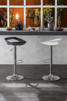STONES Sgabello in polipropilene con struttura in metallo e con alzata a gas, 40x40x69/91cm, bianco