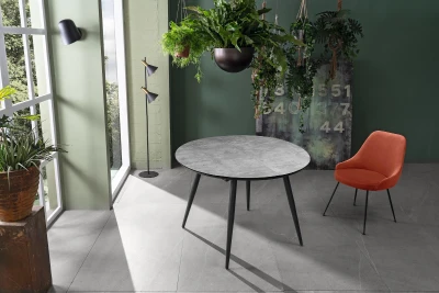 STONES Tavolo allungabile con top in melamina e gambe in metallo, 110x110/150x76cm, grigio, antracite