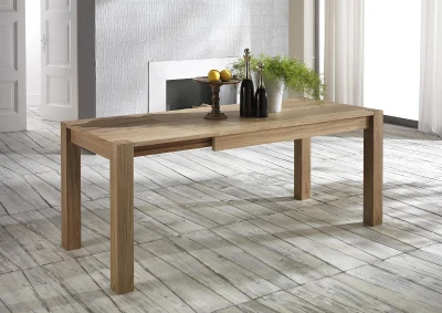 STONES Tavolo allungabile con top, gambe e allunghe impiallacciate in rovere, 80x140/190x75cm, rovere