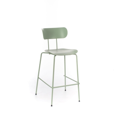 STONES Set 4 Sgabelli in polipropilene, seduta e schienale in polipropilene, gambe in metallo, 45x51x98cm, verde