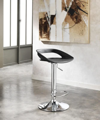 STONES Sgabello in polipropilene con struttura in metallo e con alzata a gas, 40x40x69/91cm, nero