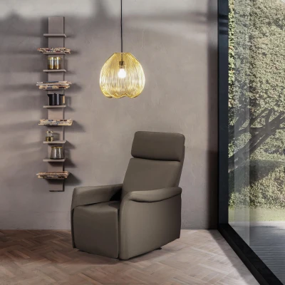 STONES Poltrona relax manuale in tessuto, 70x92x105cm, tortora