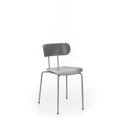 STONES Set 4 Sedie in polipropilene con seduta e schienale in polipropilene e gambe in metallo, 45x51x82cm, grigio