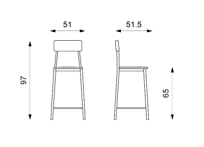 STONES Set 2 Sgabelli in legno, multitrato e metallo verniciato, 51x51.5x97cm, bianco