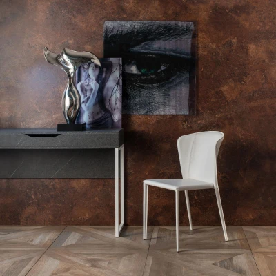 STONES Set 4 Sedie Rivestite in Similcuoio, 49x56x82cm, Bianco