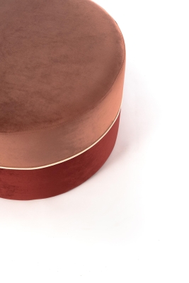 STONES Pouf in velluto, Struttura in legno, 62x62x39cm, Rosa Antico e Bordeaux