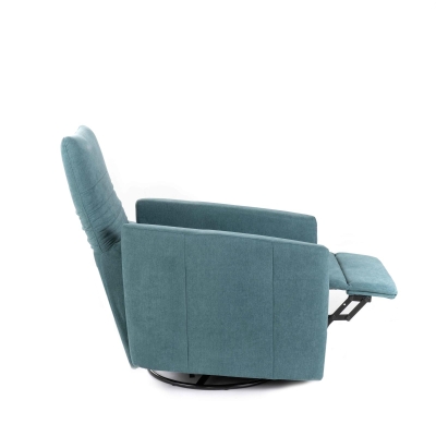 STONES Poltrona Relax reclinabile manuale con rivestimento in tessuto e base cromata in metallo, 85/140x70x69/96cm, acquamarina