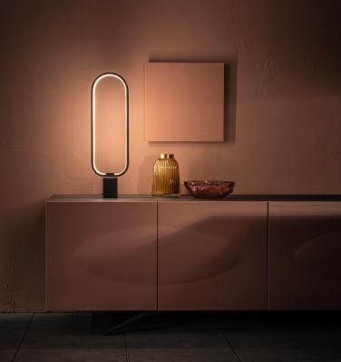 STONES Lampada da tavolo LED, metallo, 7x18x60cm, nero
