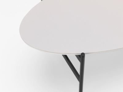 STONES Tavolino con top in ceramica con fondo in MDF e struttura in metallo, 50x110x35cm, bianco