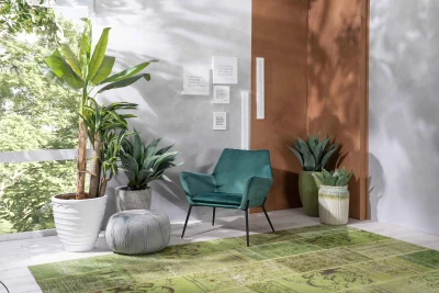 STONES Poltrona in velluto con base in metallo, 70x71,5x79cm, verde