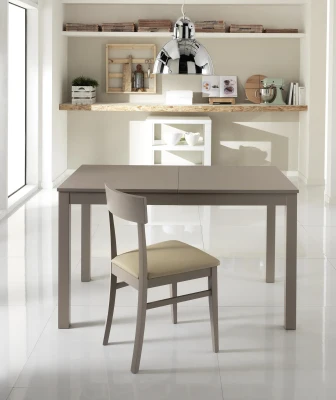 STONES Tavolo allungabile con top in melaminico e gambe in faggio massello, 80x130/210x76cm, tortora
