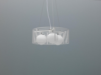 STONES Lampada a sospensione con paralume in metallo e cavo regolabile, Ø50x120cm, bianco