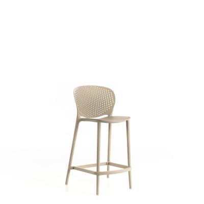 STONES Set 2 Sedie impilabili con seduta, schienale e gambe in polipropilene, 46x42x93cm, beige