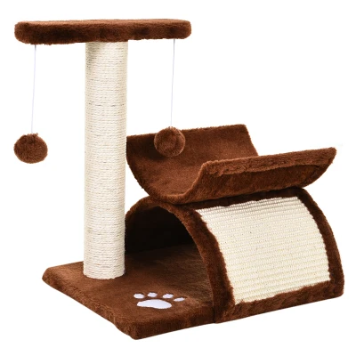 PawHut Árvore Arranhador para Gatos com Poste Giratório 40x30x43 cm Marrom