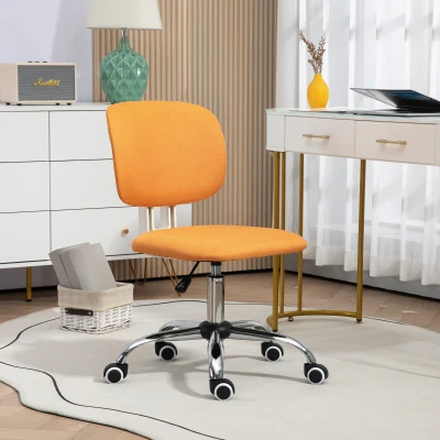 Vinsetto Cadeira de Escritório sem Braços Giratória Estofada em Tecido com Altura Ajustável Estilo Moderno 48x53x80-90 cm Laranja