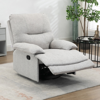 HOMCOM Poltrona Reclinável de Sala de Estar Poltrona Relax Reclinável Manual com Apoio para os Pés 89x98x101 cm Cinza