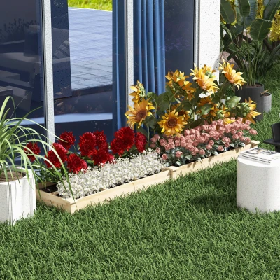 Outsunny Houten plantenbak, verhoogde bloembak, 2-delig, open bodem, natuurlijk houten frame, eenvoudig te monteren, afmetingen 237 x 60 x 25 cm