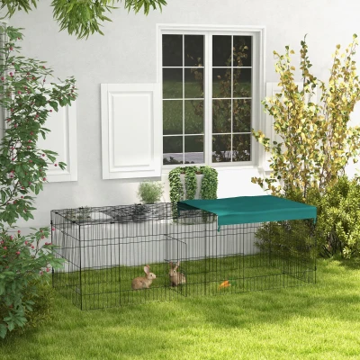 PawHut Gabbia per Conigli in Acciaio con Tettuccio 220x85x70cm