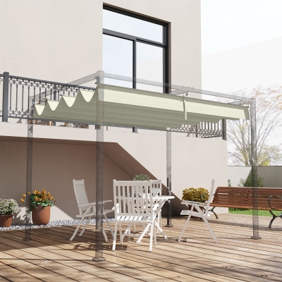 Outsunny Cobertura para Pérgola Retrátil 286x245 cm Teto de Substituição para Pérgola com Proteção UV30+ para Pérgola de 3x2,15 cm Creme