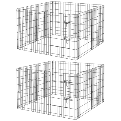 PawHut Parc Modulable Animaux 8 Panneaux avec Porte x2