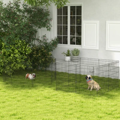 PawHut Parc Modulable Animaux 8 Panneaux avec Porte x2