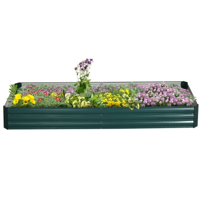 Outsunny Stalen verhoogde plantenbak, open bodem, eenvoudige montage, 95L x 90,5B x 29,8H cm, Groen
