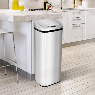 HOMCOM Pattumiera con sensore 33cm x 25cm x 84cm Argento