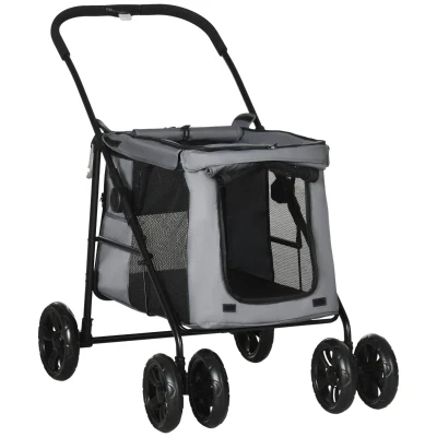 PawHut Hundebuggy Hundewagen bis 20 kg Klappbar 3 Seitentasche 102 cm x 62 cm x 105 cm Grau