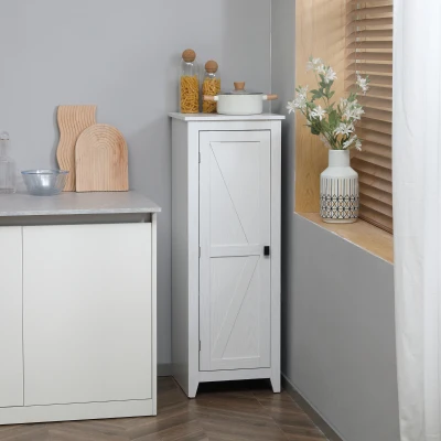 HOMCOM Armoire Bois Blanc 3 Étagères Réglables 121,5cm