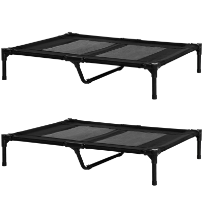 PawHut Lot de 2 Lits sur Pieds pour Chien Chat Tissu Oxford Acier