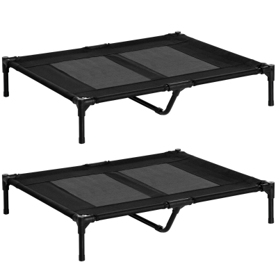 PawHut Lot de 2 Lits sur Pieds pour Chien Chat Tissu Oxford Acier