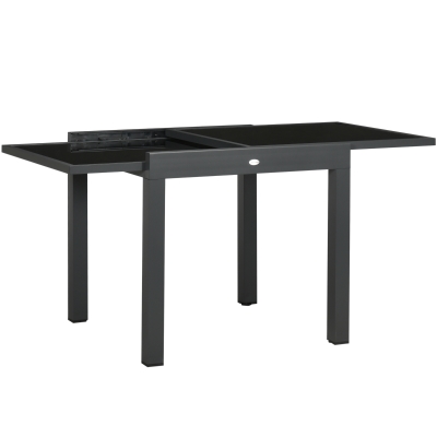 Outsunny Uitklapbare buitentafel voor in de tuin, uitbreidbaar, weerbestendig, 160 cm × 80 cm × 75 cm, zwart
