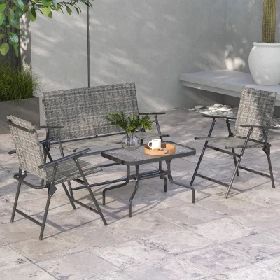 Outsunny Set da Esterno con 2 Poltrone e Divano Pieghevoli