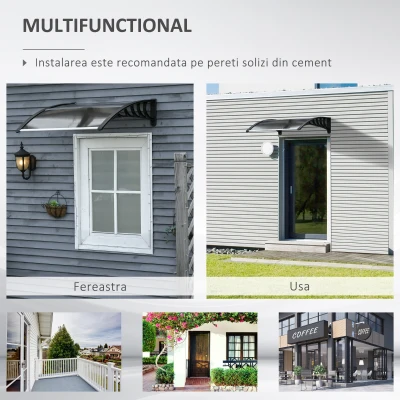 Outsunny Copertina de Exterior din Policarbonat pentru Usi si Ferestre cu Kit de Montare 100x100x26cm - Maro(m-6)