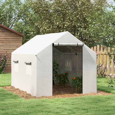 Outsunny Walk-in Polytunnel Greenhouse 2x3m White