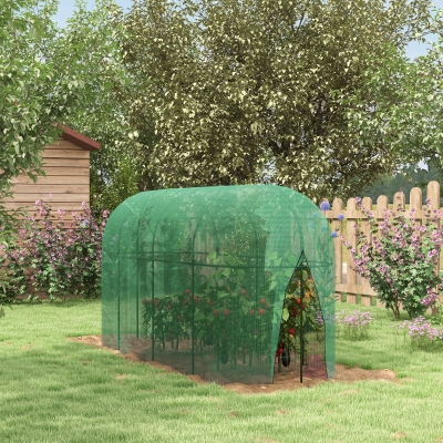 Outsunny Estufa de Jardim Estufa para Plantas Estufa de Exterior com Porta com Fecho de Correr e Estrutura de Aço 300x100x150 cm Verde