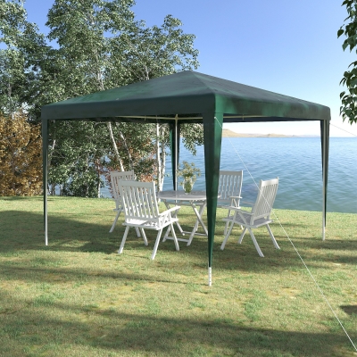 Outsunny Tenda Desmontável 3x3m Tenda de Jardim com 4 Orifícios de Drenagem e Estrutura de Aço para Pátio Campismo Verde