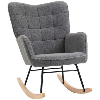 HOMCOM Fotel bujany, krzesło bujane Funkcja swing Łatwe czyszczenie Maksymalny udźwig 120 kg, poliester, kolor ciemnoszary