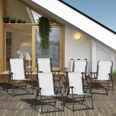 Outsunny Set of 6 Folding Patio Chairs Cream White