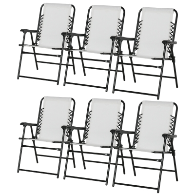 Outsunny Set of 6 Folding Patio Chairs Cream White