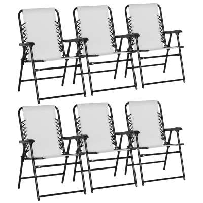 Outsunny Set of 6 Folding Patio Chairs Cream White