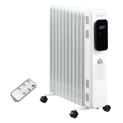 HOMCOM 2500W Portable Oil Filled Radiator Heater White