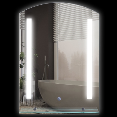 HOMCOM Miroir LED 22W Tactile avec Étagère 50x70cm